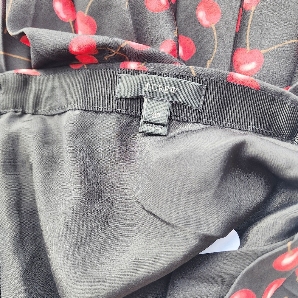 J. Crew Pleated Accordian Blackβ Cherry Print Skirt - Picture 8 of 9